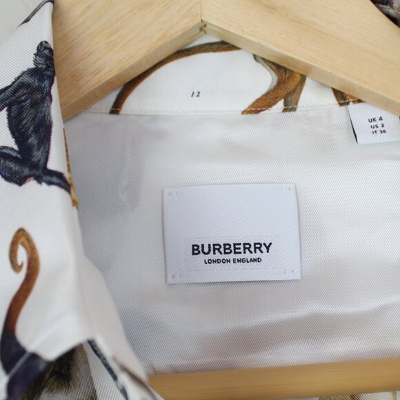 NWT Burberry Monkey Zoo Silk Button Shirt - Picture 8 of 16
